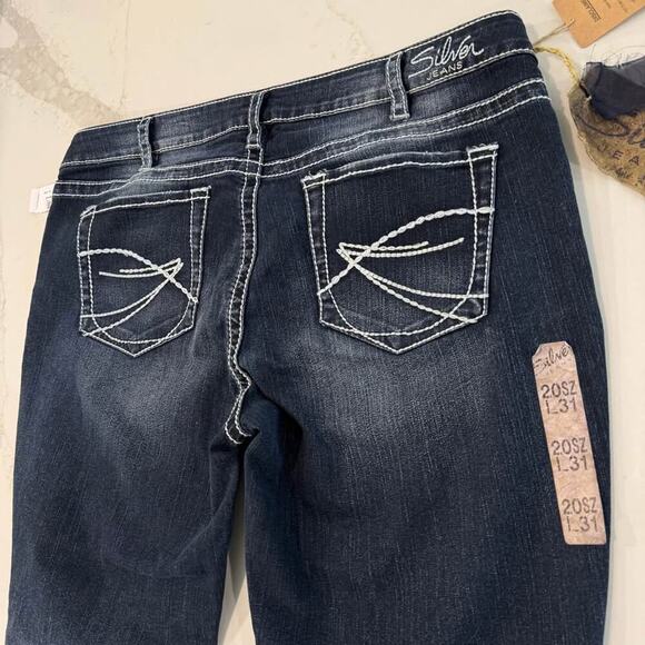 Silver Jeans NWT Aiko Bootcut Denim Women's W20xL31 Dark Blue Wash Mid Rise Edgy - Picture 7 of 9